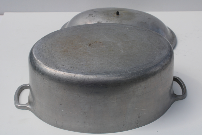 photo of vintage cast aluminum oval roaster or dutch oven, Majestic cookware pot with lid  #2