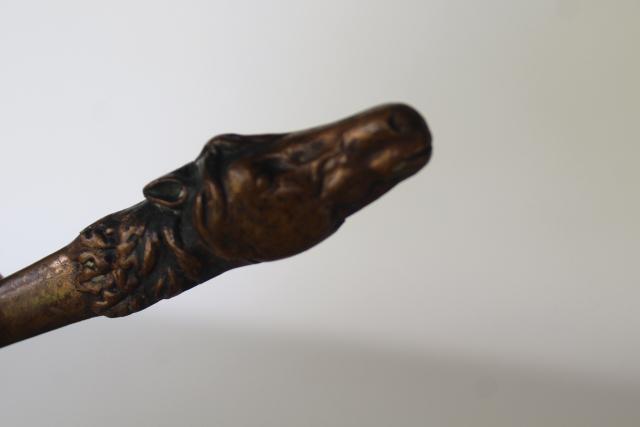 photo of vintage cast brass bronze horse head figural letter opener or paper knife #3