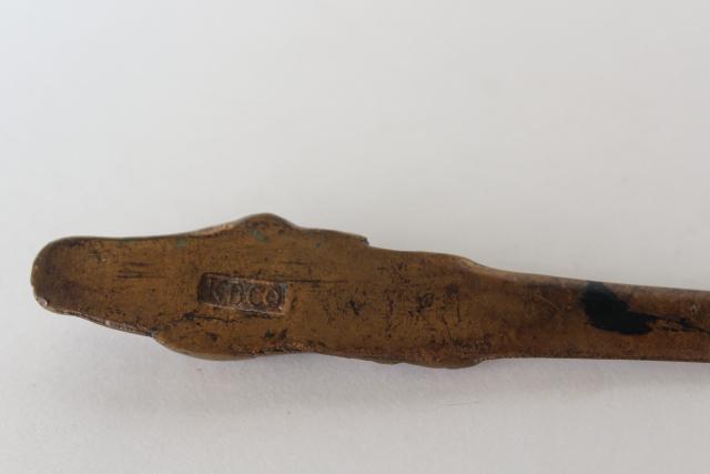photo of vintage cast brass bronze horse head figural letter opener or paper knife #4