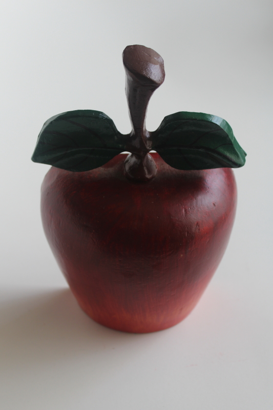 photo of vintage cast iron apple doorstop or book end, country primitive big red apple  #1