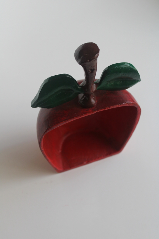 photo of vintage cast iron apple doorstop or book end, country primitive big red apple  #2