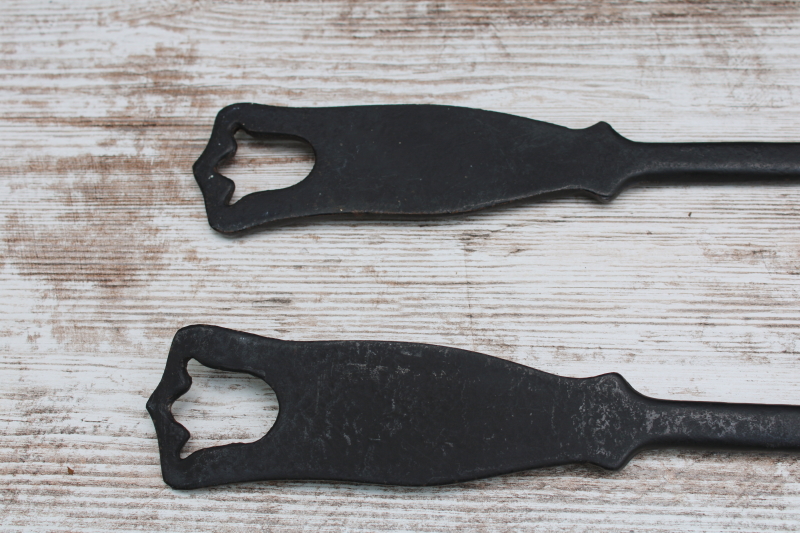 photo of vintage cast iron oversized fork & spoon, primitive style wall art farmhouse kitchen decor rustic black metal  #5