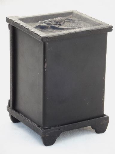 photo of vintage cast iron safe savings bank, miniature toy safe w/ 'lock' #2