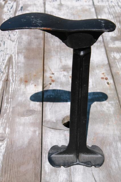 photo of vintage cast iron shoe last set w/ metal foot shape stretchers, feet in all sizes #3