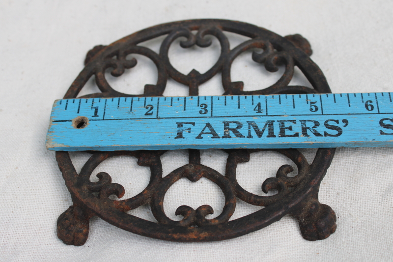 photo of vintage cast iron trivet, tea kettle trivet w/ paw foot design John Wright antique reproduction  #2