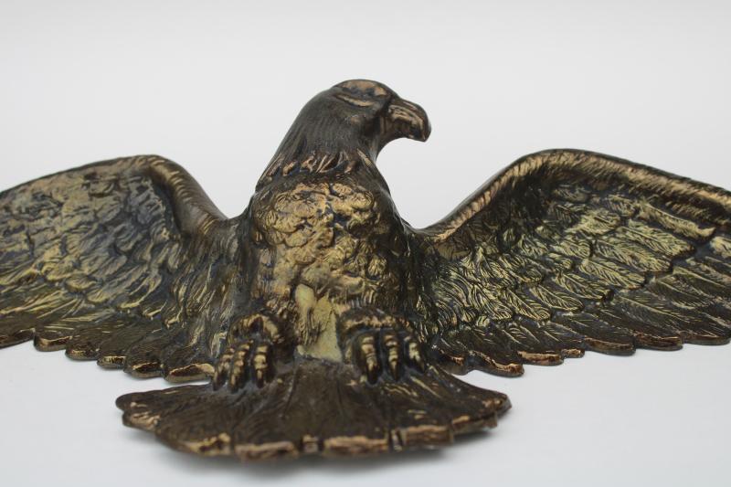 photo of vintage cast metal American federal eagle wall hanging plaque veteran or patriotic decor #3