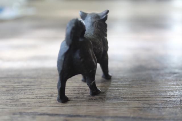 photo of vintage cast metal bronze dog miniature figurine, wolf, malamute or husky #4