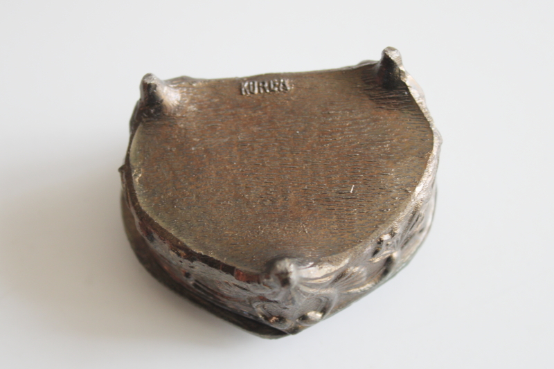 photo of vintage cast metal heart trinket box coastal grandmother style sailors valentine sailing ship #4