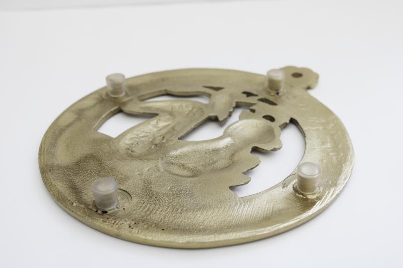 photo of vintage cast metal trivet w/ squirrel, rustic wall art or kitchen decor  #4