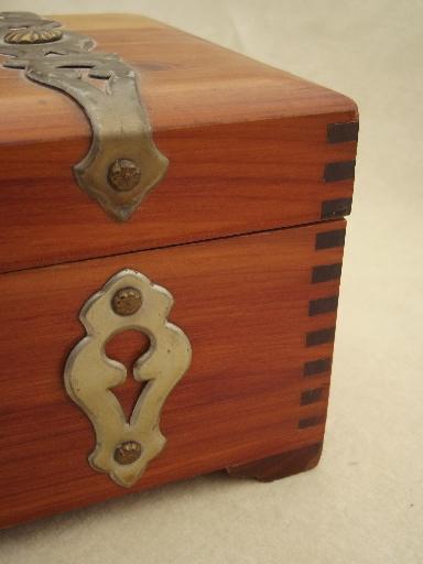 photo of vintage cedar chest  jewelry box, a tiny trunk for treasures!  #8