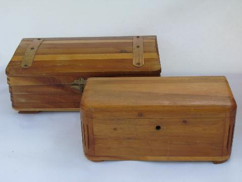 photo of vintage cedar wood boxes, Lane minuature cedar chest jewelry box etc. #1
