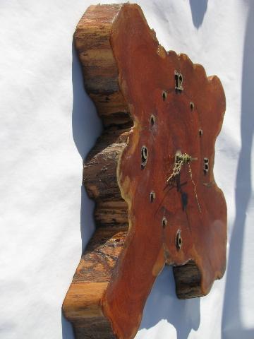 photo of vintage cedar wood tree slab wall clock for rustic north woods cabin or lodge #2