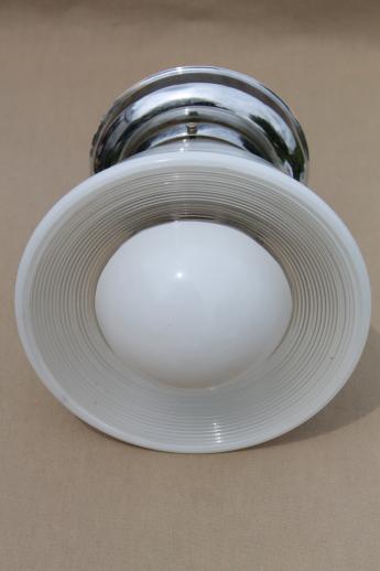 photo of vintage ceiling light fixture w/ glass bullseye reflector shade, industrial flush mount fixture #2