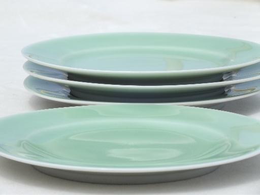 photo of vintage celadon green porcelain china plates, made in Japan #2