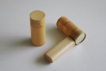 catalog photo of vintage celluloid cosmetic containers, powder shakers for travel vanity set 