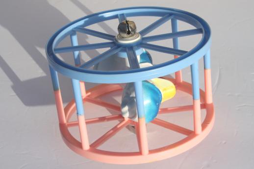 photo of vintage celluloid plastic baby toy, sailor duck spinner wheel rolling push toy #7