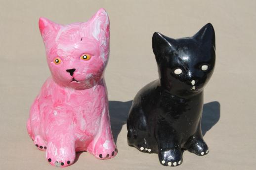 photo of vintage cement cats, cat figures for door stops, garden art or memorial statues #1