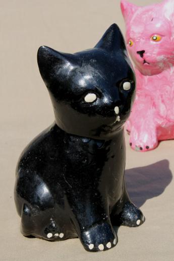 photo of vintage cement cats, cat figures for door stops, garden art or memorial statues #2