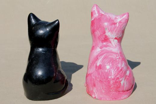 photo of vintage cement cats, cat figures for door stops, garden art or memorial statues #6