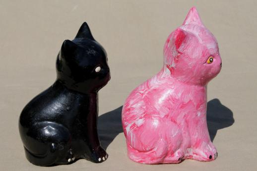 photo of vintage cement cats, cat figures for door stops, garden art or memorial statues #7