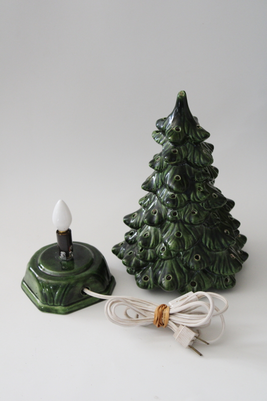 photo of vintage ceramic Christmas tree, tabletop electric tree w/ plastic lights #8