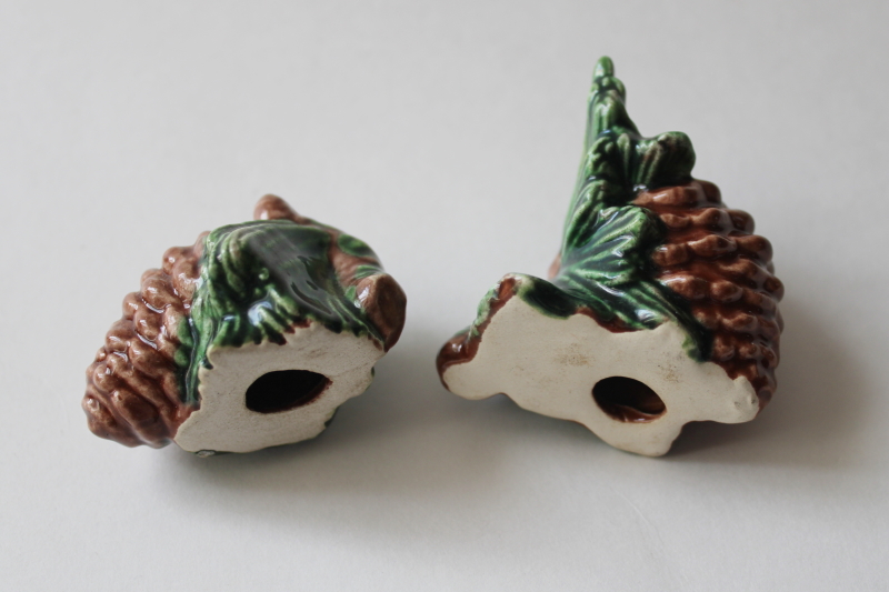 photo of vintage ceramic S&P shakers set, tiny pinecones for Christmas or rustic camp style  #3