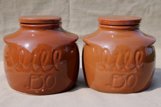 photo of vintage ceramic bean pots or kitchen crock jars, It'll Do canisters #1