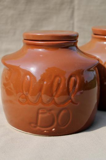 photo of vintage ceramic bean pots or kitchen crock jars, It'll Do canisters #2