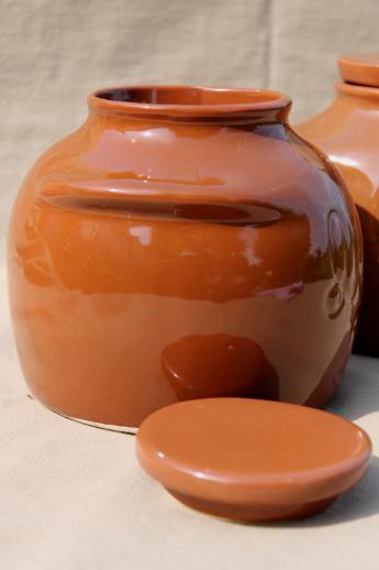 photo of vintage ceramic bean pots or kitchen crock jars, It'll Do canisters #3