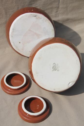 photo of vintage ceramic bean pots or kitchen crock jars, It'll Do canisters #4