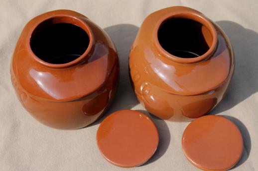 photo of vintage ceramic bean pots or kitchen crock jars, It'll Do canisters #5