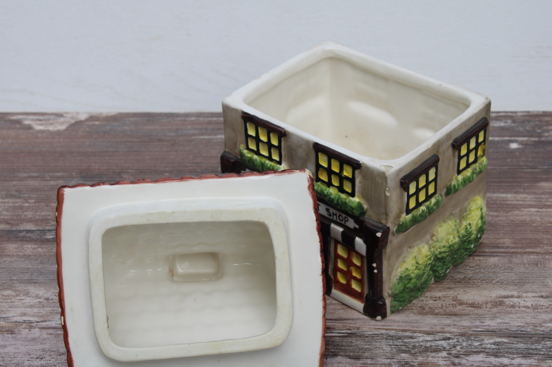 photo of vintage ceramic cookie jar, English cottage The Old Sweet Shop bakery #3