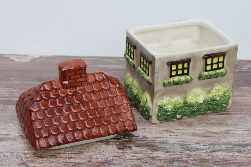 photo of vintage ceramic cookie jar, English cottage The Old Sweet Shop bakery #5