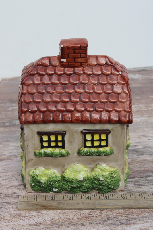 photo of vintage ceramic cookie jar, English cottage The Old Sweet Shop bakery #7