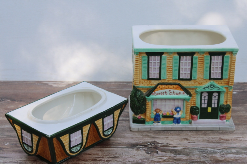 photo of vintage ceramic cookie jar, Victorian house mansard roof Sweet Shop bakery #3