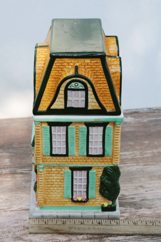 photo of vintage ceramic cookie jar, Victorian house mansard roof Sweet Shop bakery #5