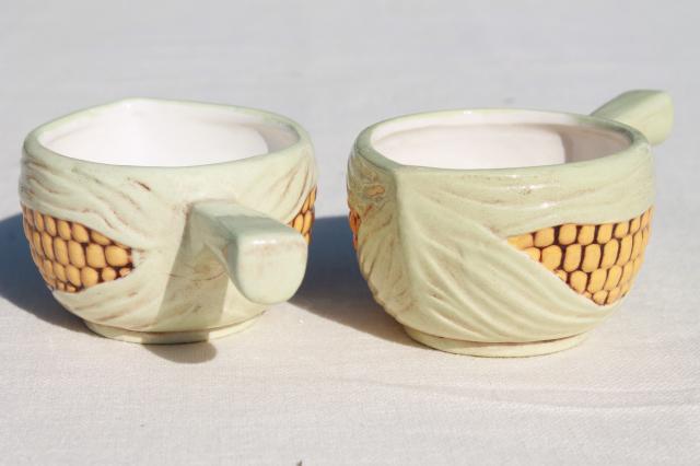 photo of vintage ceramic cornware, ears of corn on the cob dishes, butter dish & pitchers in harvest colors #2