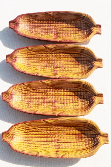 photo of vintage ceramic cornware, ears of corn on the cob dishes, butter dish & pitchers in harvest colors #5