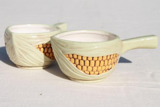 photo of vintage ceramic cornware, ears of corn on the cob dishes, butter dish & pitchers in harvest colors #12