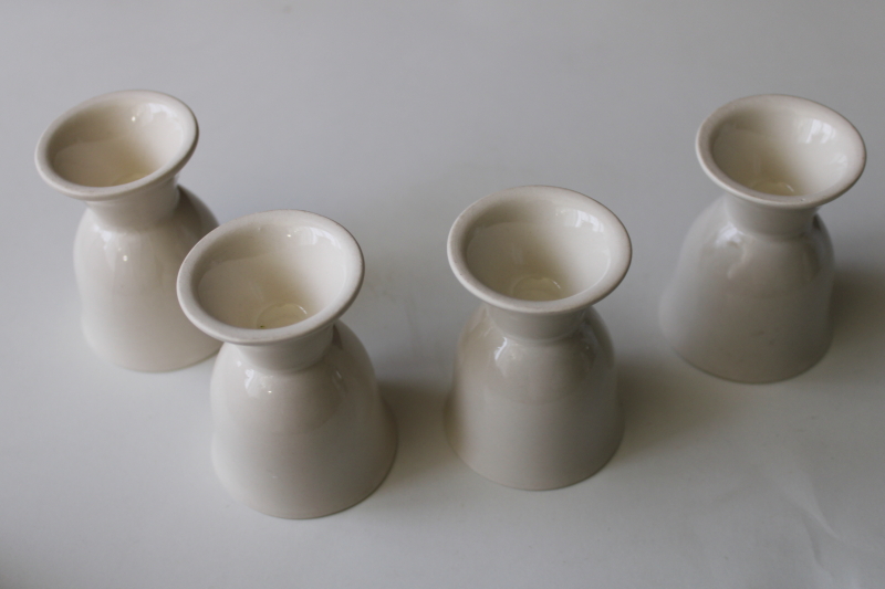 photo of vintage ceramic egg cups set of four, classic ivory white china egg holders #3