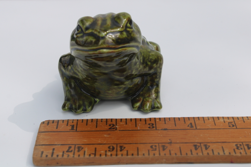 photo of vintage ceramic frog, retro 70s hobbyist figurine, small lawn ornament for fairy garden or planter #2