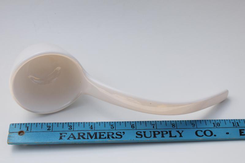 photo of vintage ceramic ladle for soup tureen, classic plain white ironstone china look #3