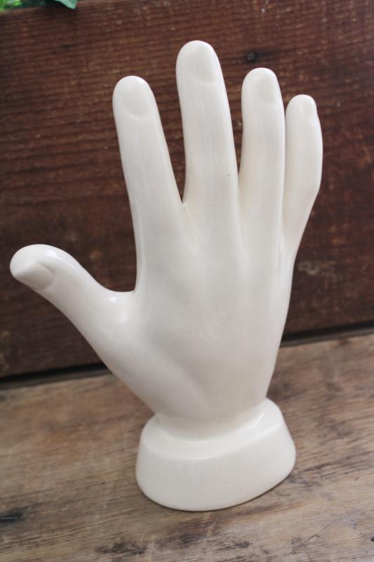 photo of vintage ceramic life size hand form w/ palmistry lines, occult fortune telling  #5