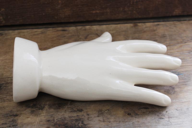 photo of vintage ceramic life size hand form w/ palmistry lines, occult fortune telling  #6