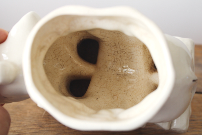 photo of vintage ceramic lucky elephant planter, cream colored pottery w/ crackled crazing  #4