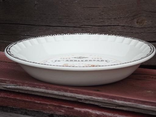 photo of vintage ceramic pie pan, 75 years of McNess old advertising plate #2