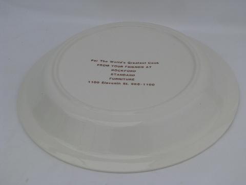 photo of vintage ceramic pie plate w/ Cherry Pie recipe, oven safe pottery #3