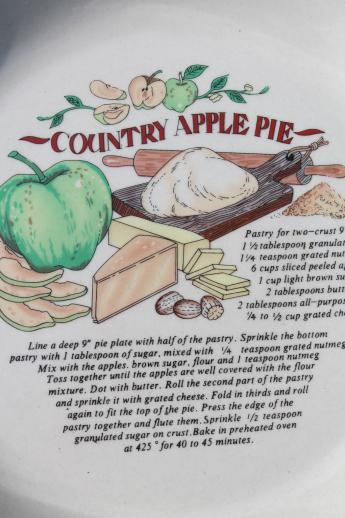 photo of vintage ceramic pie plates, strawberry & apple pie recipe print pie pans #9