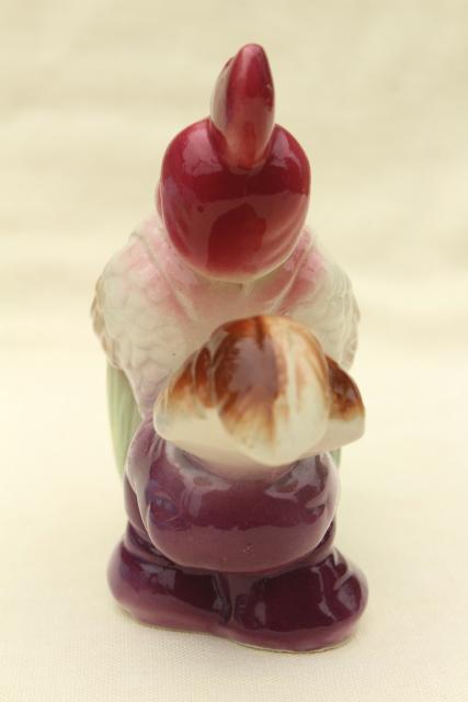 photo of vintage ceramic planter pot, painted pottery baby rooster chick puffed up w/ pride! #5