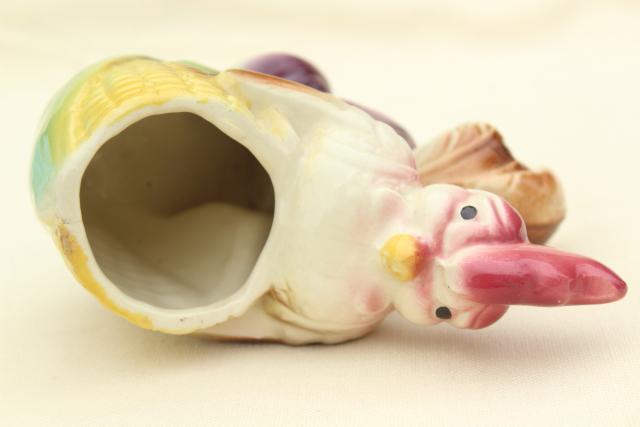 photo of vintage ceramic planter pot, painted pottery baby rooster chick puffed up w/ pride! #8